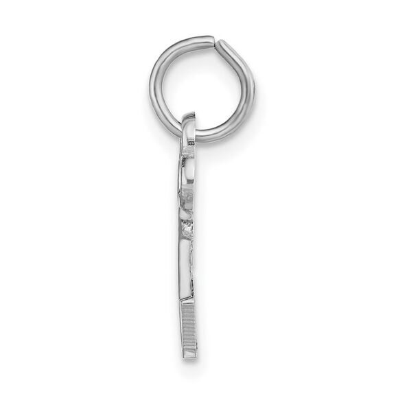 14k White Gold, Hannah Collection, Mini Initial W Shamrock Key Charm - Picture 2 of 5